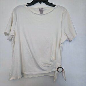 Chico's cream S/S top with‎ side tie Sizze 3/XL NWOT